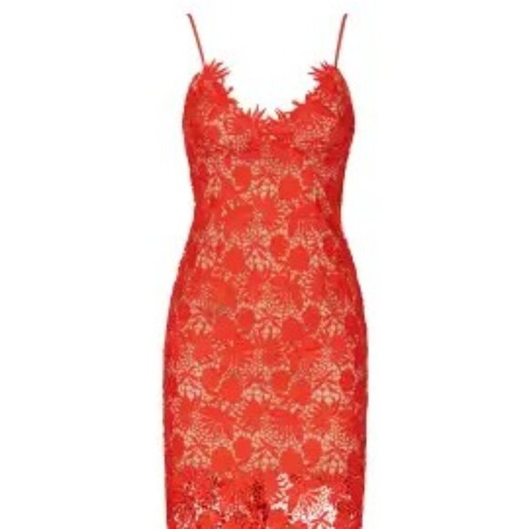 Tayla Dress by BARDOT SZ 6/S Vibrant Orange Cocktail Dress Spaghetti Straps - Picture 3 of 10